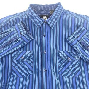 English‎ Laundry Men's Shirt XXL Stripe Long Sleeve Button Front Cotton